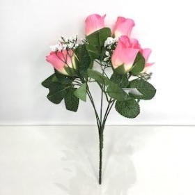 Pink Rosebud Bush 31cm