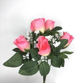 Pink Rosebud Bush 31cm