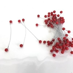 Red Wired Mini Berries x 50