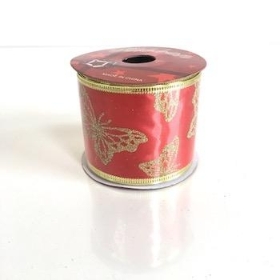 Red And Gold Butterfly Ribbon 60mm