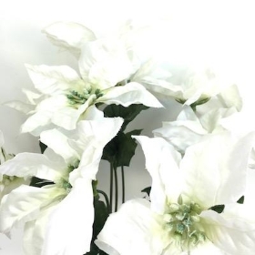 Ivory Satin Poinsettia Bush 42cm