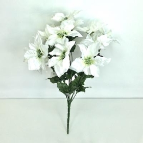 Ivory Satin Poinsettia Bush 42cm