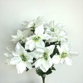 Ivory Satin Poinsettia Bush 42cm