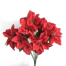 Red Satin Poinsettia Bush 42cm