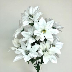White Velvet Poinsettia Bush 40cm