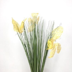 Yellow Butterfly And Grass Bush 44cm