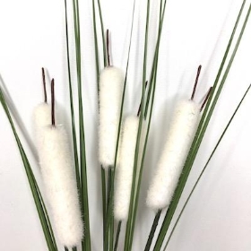 Ivory Bullrush And Grass Bush 35cm