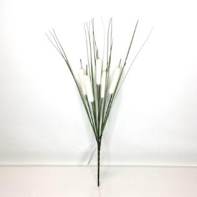 Ivory Bullrush And Grass Bush 35cm