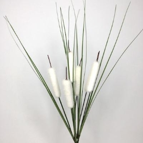 Ivory Bullrush And Grass Bush 35cm