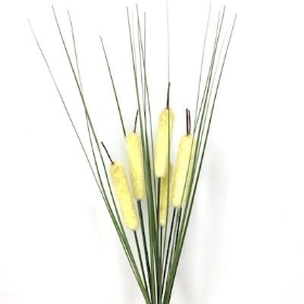 Cream Bullrush And Grass Bush 35cm