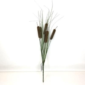 Brown Bullrush And Grass Bush 35cm