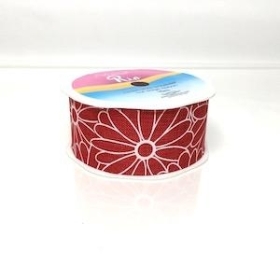 Red Rio Floral Ribbon 38mm