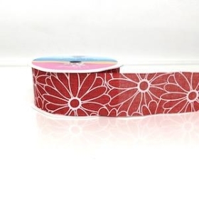 Red Rio Floral Ribbon 38mm