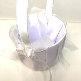 White Flower Girl Basket 22cm