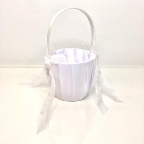White Flower Girl Basket 22cm