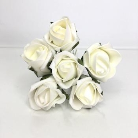 12 x Ivory Foam Rose 4cm x 6