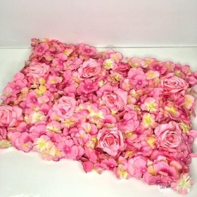Pink Rose and Hydrangea Flower Wall 60 x 40cm