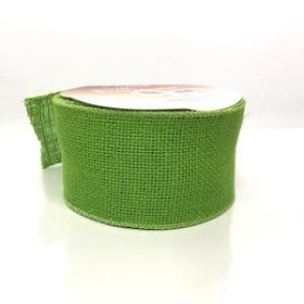 Lime Wired Hessian Ribbon 70mm