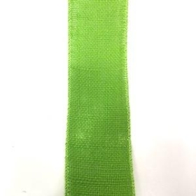 Lime Wired Hessian Ribbon 70mm