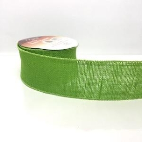 Lime Wired Hessian Ribbon 70mm