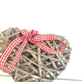 Wicker Heart With Ribbon 15cm