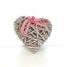 Wicker Heart With Ribbon 15cm