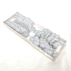 Silver Glitter Feather Butterfly 7cm x 12