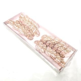 Rose Gold Glitter Feather Butterfly 7cm x 12