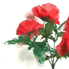 Red Poppy Green Dragonfly Bush 31cm