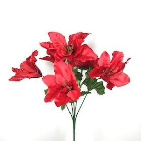 Red Poinsettia And Lily Bush 31cm