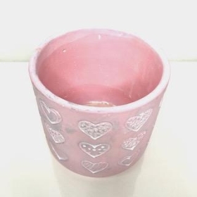 Pink Heart Pot 12cm