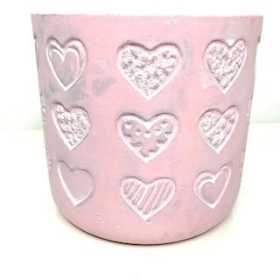 Pink Heart Pot 12cm