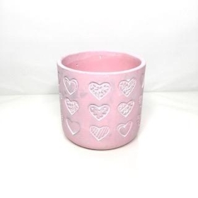 Pink Heart Pot 12cm
