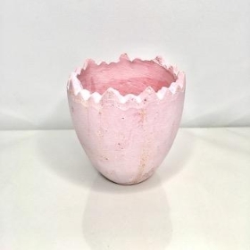 Pink Cracked Egg Pot 13cm