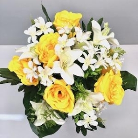 Yellow Rose And Lily Bush 38cm