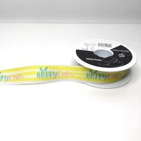 Stripy Happy Easter Ribbon 25mm