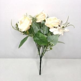 36 x Ivory Rose And Hydrangea Bush 31cm