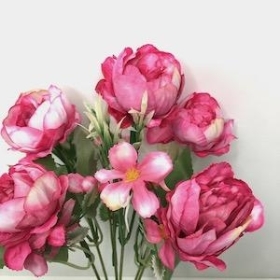 Cerise Peony And Hydrangea Bush 31cm