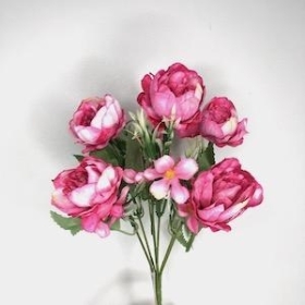 Cerise Peony And Hydrangea Bush 31cm