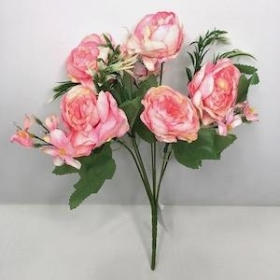 Blush Peony And Hydrangea Bush 31cm