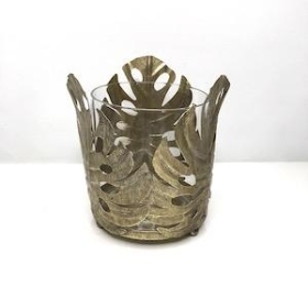 Gold Leaf Candle Holder 15cm