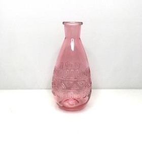 Pink Patterned Glass Vase 16cm