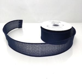 Navy Blue Burlap Ribbon 38mm