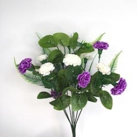 Purple And White Carnation Bush 33cm