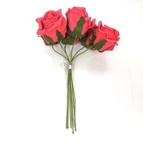 Coral Pink Foam Rose 6cm x 6