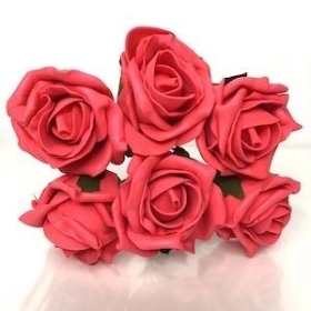 Coral Pink Foam Rose 6cm x 6