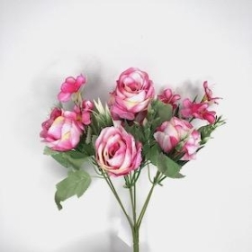 Cerise Rose And Hydrangea Bush 28cm