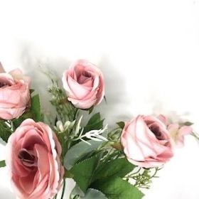 Vintage Pink Rose And Hydrangea Bush 28cm