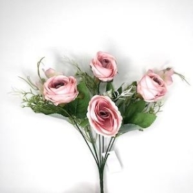 Vintage Pink Rose And Hydrangea Bush 28cm