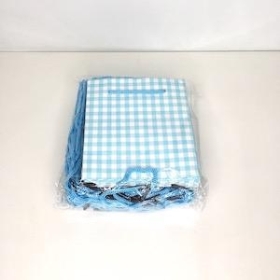 Blue Gingham Olympic Hand Tie Bags x 10